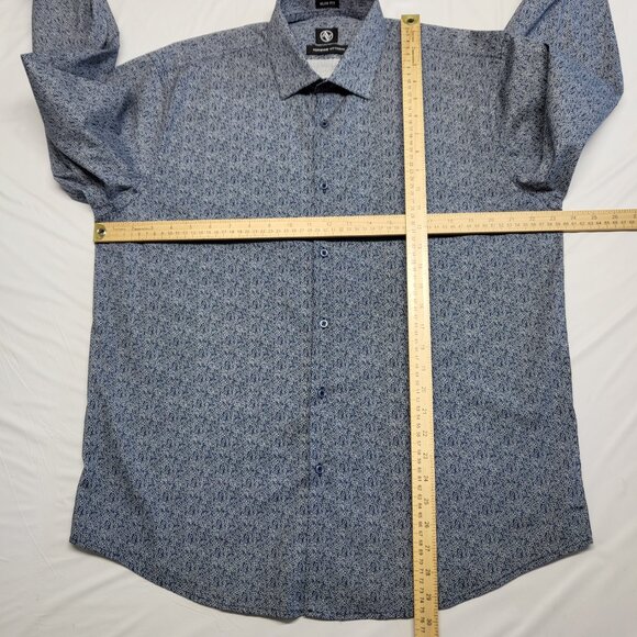 Adrienne Vittadini Mens Dress Shirt L 16.5 32/33 Slim Fit Geometric Button Up - Picture 13 of 16